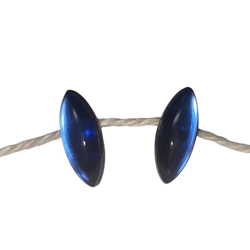Vintage 925 Sterling Silver Blue Glass Screw Back Earrings